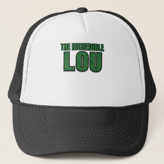 Ongelooflijke Lou - Groene Baksteenpatroon Typogra Trucker Pet