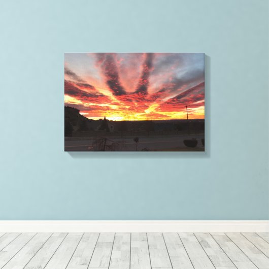Ongelooflijke Montana Sunrise. Canvas Afdruk (Insitu (Houten vloer))
