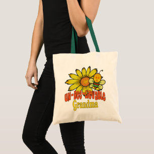 Ongelooflijke oma-zonnebloemen en -bijen tote bag