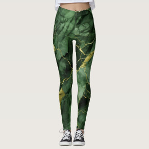 Ongelooflijke print van gekleurd groen marmer leggings