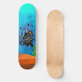 Ongelukkig diep Zee Octopus Diver Ocean Life Skateboard (Voorkant)