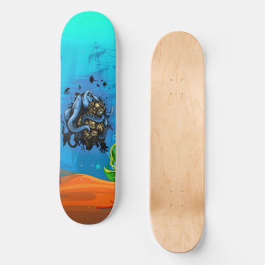 Ongelukkig diep Zee Octopus Diver Ocean Life Skateboard (Voorkant)