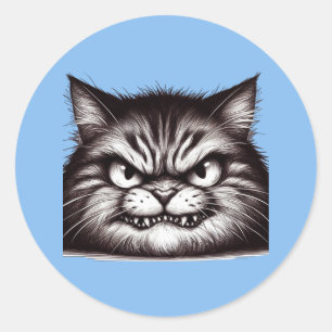 Ongelukkig kattengezicht. ronde sticker