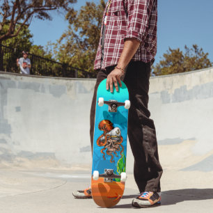 Ongelukkige Octopus Kapiteins Schedel Oceaan Zeeva Skateboard