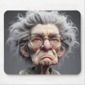 Ongelukkige oude dame karikatuur muismat (Voorkant)