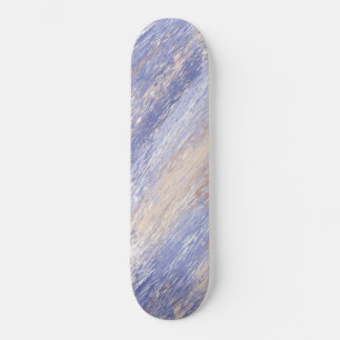 Ongeordende Abstracte Blauwe en Beige Verfstreken Skateboard