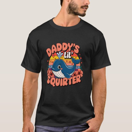 Ongepaste Funny Daddy's Lil Squirter Blue Whal T-shirt (Voorkant)