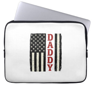 Ongeruste Daddy Amerikaanse Vlag T-Shirt Ontwerp_1 Laptop Sleeve