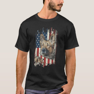 Ongeruste Duitse Herdershond Amerikaanse Vlag Patr T-shirt