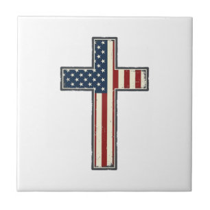 Ongeruste Patriottische Kruis Vector Ontwerp_1 Tegeltje