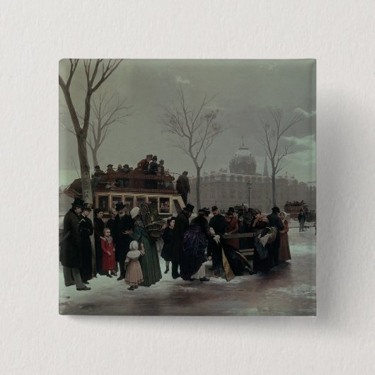 ongeval met Paris Bus Vierkante Button 5,1 Cm (Voorkant)