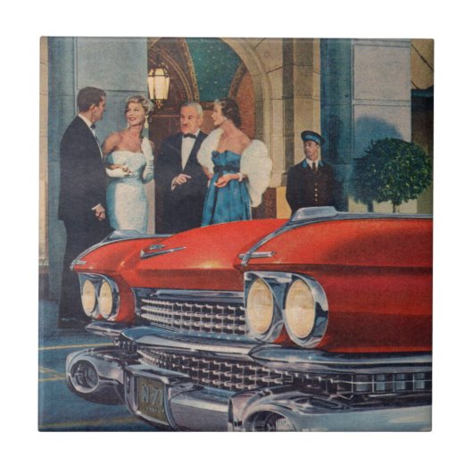 ongeveer 1960 rode Cadillac grille Tegeltje (Voorkant)