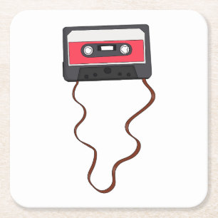 Ongewikkeld Cassettebandje Mixtapeband Retro  Vierkante Kartonnen Onderzetter