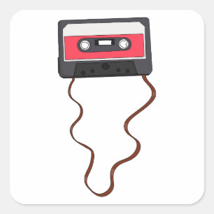 Ongewikkeld Cassettebandje Mixtapeband Retro Vierkante Sticker