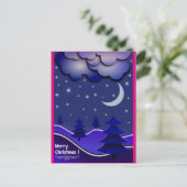 Ongewoon blauw, warm roze en Paarse kerst briefkaa Feestdagenkaart (Staand voorkant)
