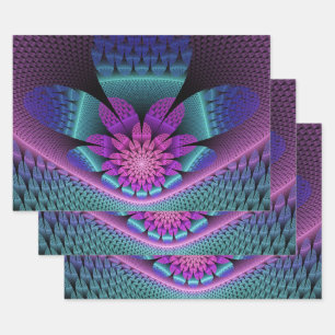 Ongewoon patroon Kleurrijke Fantasie Bloem Fractal Inpakpapier Vel