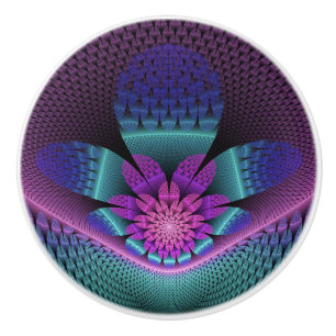 Ongewoon patroon Kleurrijke Fantasie Bloem Fractal Keramische Knop