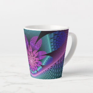 Ongewoon patroon Kleurrijke Fantasie Bloem Fractal Latte Mok