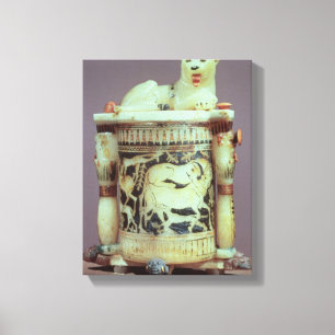 Onguente pot met een figuur van de koning als leeu canvas afdruk