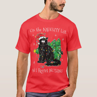 Onhe Naughty List And I Regret Nothing Cat Christm T-shirt