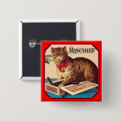 Onheil de kat vierkante button 5,1 cm (Voorkant /achterkant)