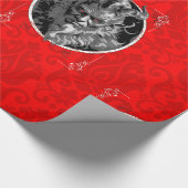 onheilspellende kerst krampus red damask cadeaupapier (Hoek)