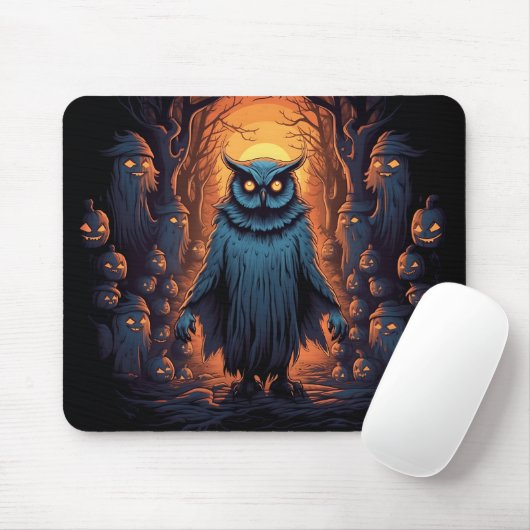 Onheilspellende Uil op Halloween Night Graphic Hal Muismat (Met muis)