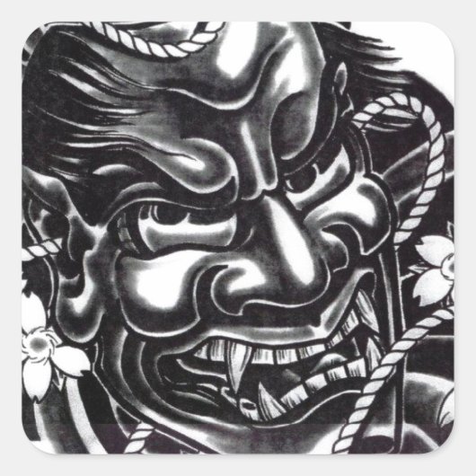 Oni Masker Japans Ontwerp Vierkante Sticker (Voorkant)