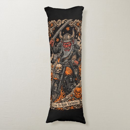 Oni Samurai Biker Halloween Lichaamskussen (Voorkant Verticaal)