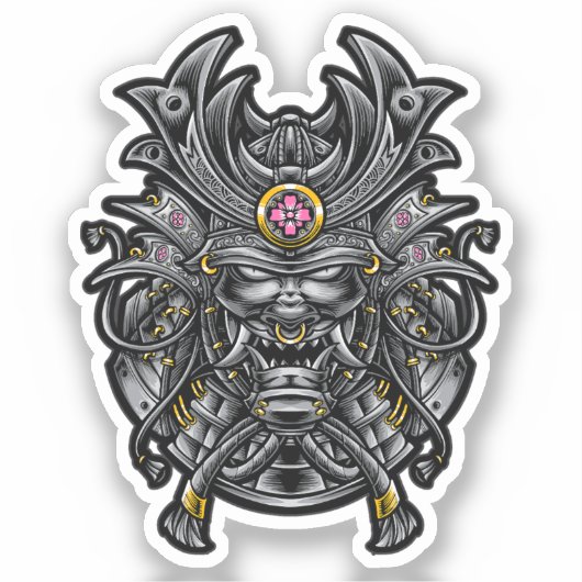 Oni Samurai Mask Sticker (Voorkant)