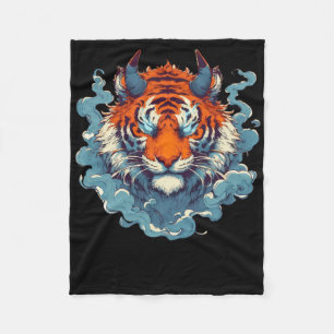 Oni Tiger Tattoo Retro Sticker Fleece Deken