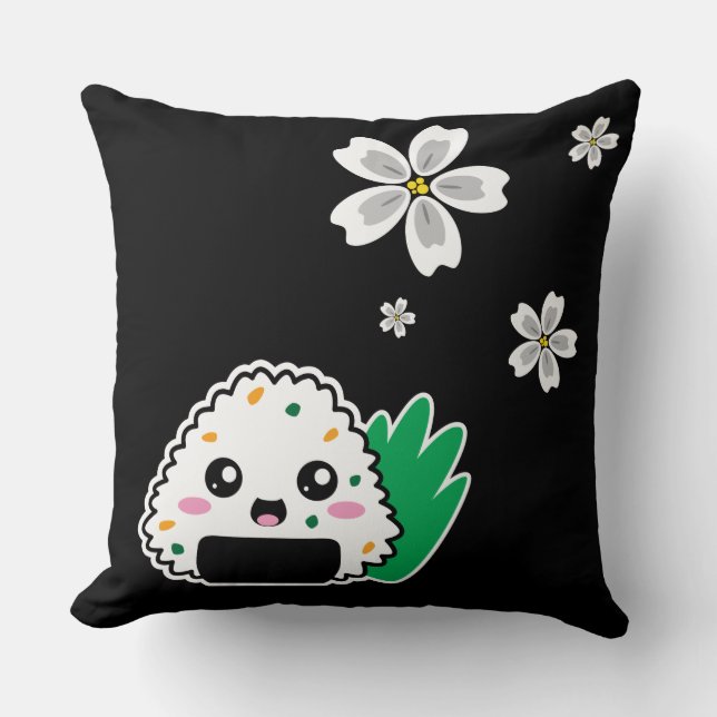 Onigiri en Wit Sakura Kussen (Voorkant)