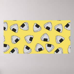 Onigiri (japanse rijstbal) achtergrond. Naadloos Poster