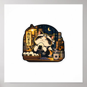 Onigiri Nachtploeg Kat Poster Japanse Voedselkat