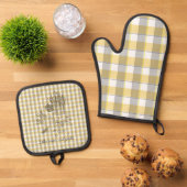  Onion and garlic kitchen yellow beige Ovenwant & Pannenlap Set (Top down)