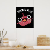 Onion Ha-se-yo Funny Korean Pun Dark BG Poster (Keuken)