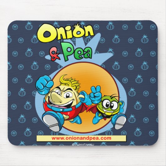 Onion & Pea blue mousepad. Muismat (Voorkant)