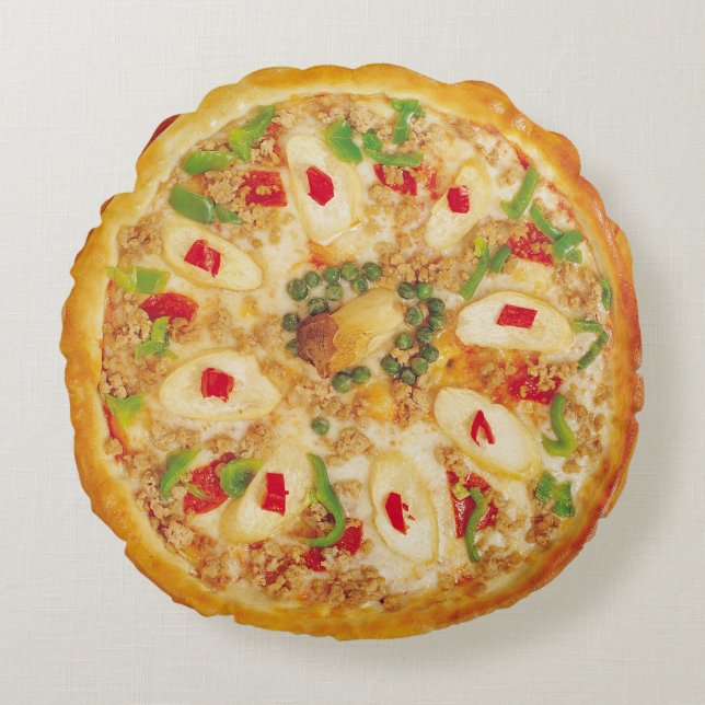Onion Pizza Rond Kussen (Voorkant)