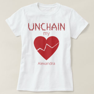 Onketen mijn gebroken hartliefde rode naam Geperso T-shirt