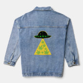 Onkruidblad Stoner Alien Ontvoering UFO Pot Denim Jacket (Achterkant)