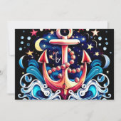 Online Anchor Boho Babyfeestje Kaart (Achterkant)