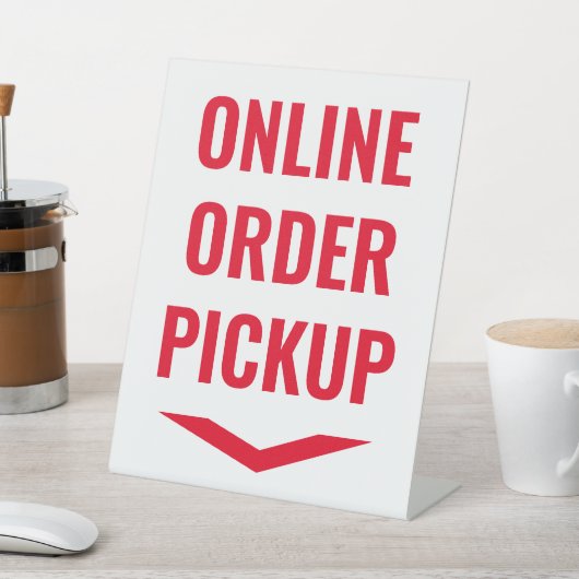 Online bestelling ophalen, wit reclamebord met voetstuk (Insitu)