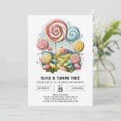 Online bewerkbare Lollipop Verjaardag Kaart (Staand voorkant)