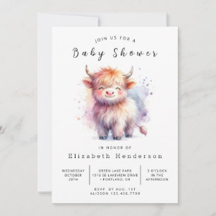 Online Chic Modern Koe Baby shower Kaart