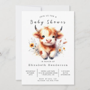 Online Dier Graceful Koe Baby shower Kaart