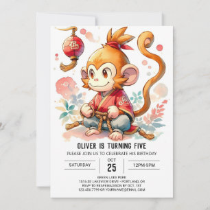 Online Elegant Monkey Verjaardag Kaart