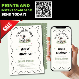 Online Koe Picnic Baby shower Nodig Sjablonen uit Kaart