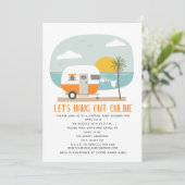 Online Oranje batchcamper virtueel Baby shower Kaart (Staand voorkant)