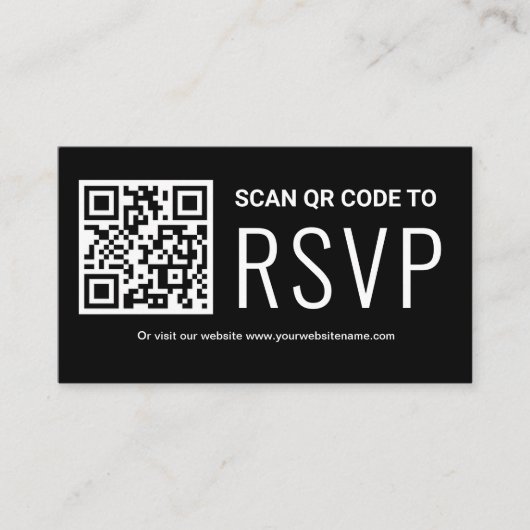 Online QR Code RSVP Trouwwebsite Zwart Wit Informatiekaartje (Voorkant)
