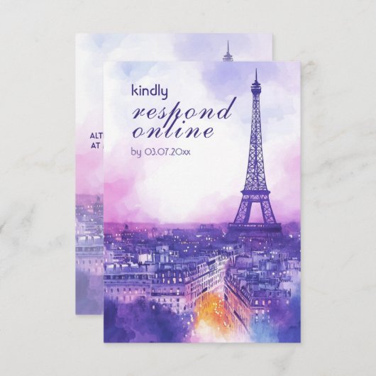 Online Reply Request Amour Éternel RSVP Card Informatiekaartje (Voorkant / Achterkant)